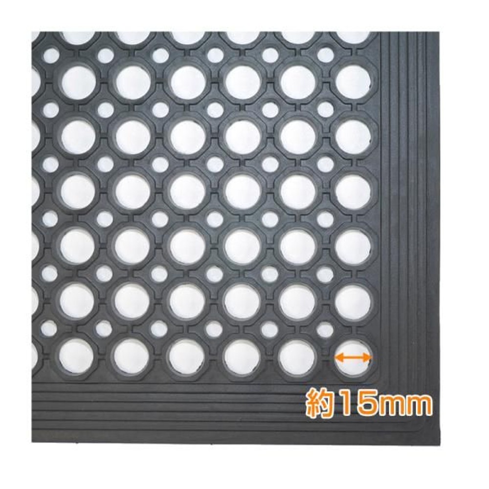 スベリ止め穴あきゴムマット約295ｘ900ｘ12ミリ, ブラック, 幅900&times;奥行295&times;高さ12mm