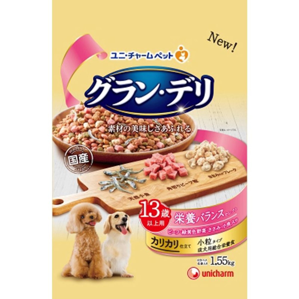 ユニチャーム　グラン・デリ カリカリ仕立て 13歳以上用 栄養バランスセレクト 1.55ｋｇ, 総合栄養食, 1.55kg
