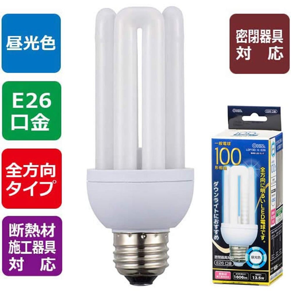 ＯＨＭ　ＬＥＤ電球　Ｄ形　Ｅ２６　１００形相当, 昼光色, 100W形
