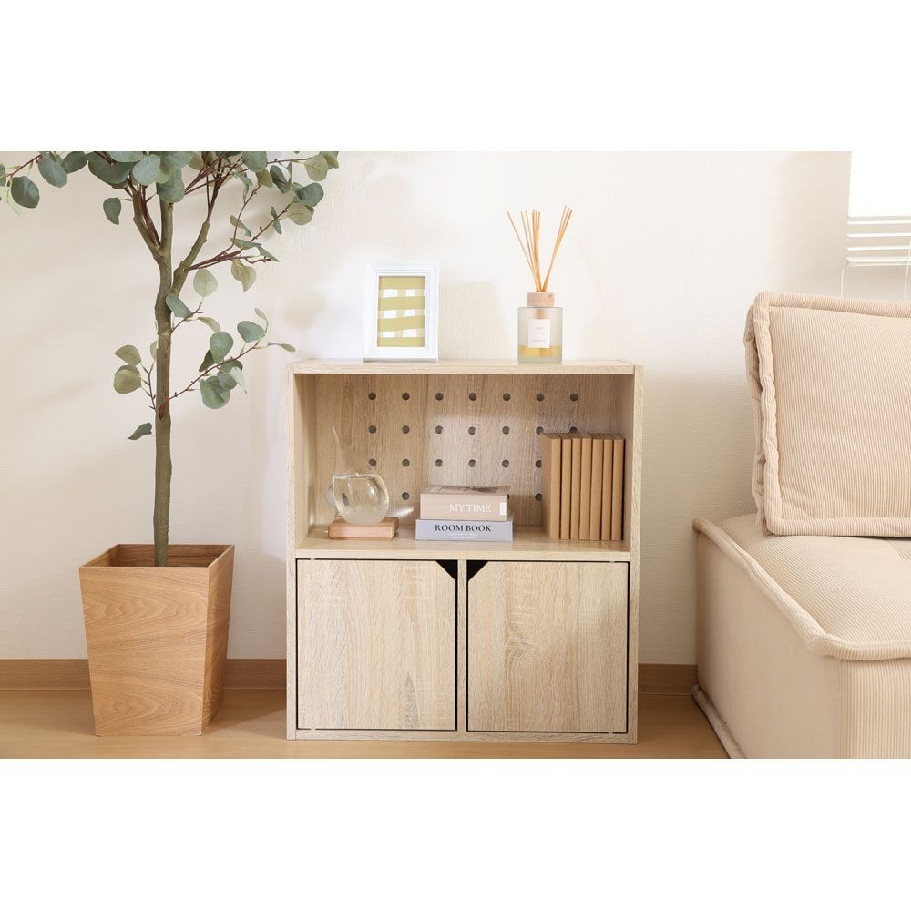 不二貿易 連結できる収納ボックス　オーク【メーカー直送・代引不可】, オーク, 幅600mm&times;奥行290mm&times;高さ646mm