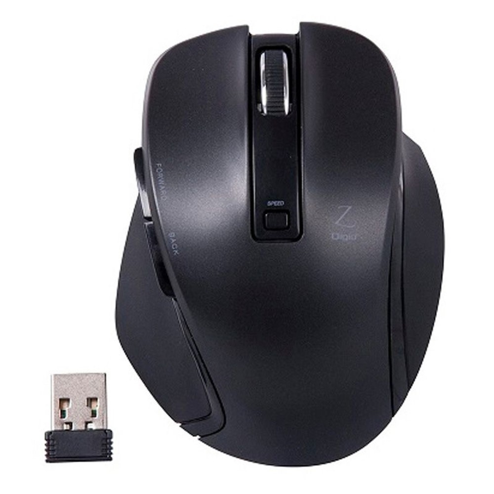 小型 無線 5ボタン ブルーLEDマウス ブラック